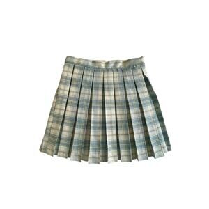 Soft Grunge Pleated Skirt CALI 1850 Light Academia Blue Plaid Size S